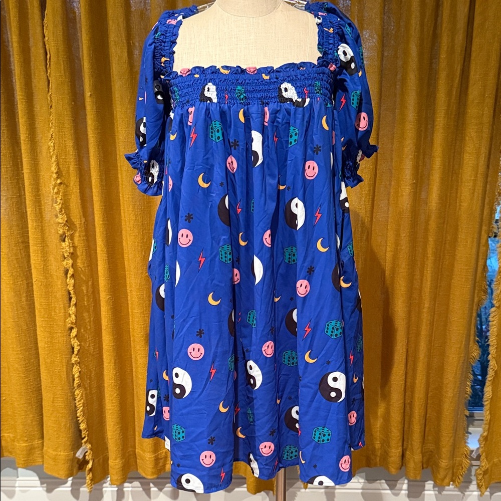 Blue Patterned Women's Dress
